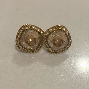 SWAROVSKI LATTITUDE STUD PIERCED EARRINGS, GOLDEN, GOLD PLATING
